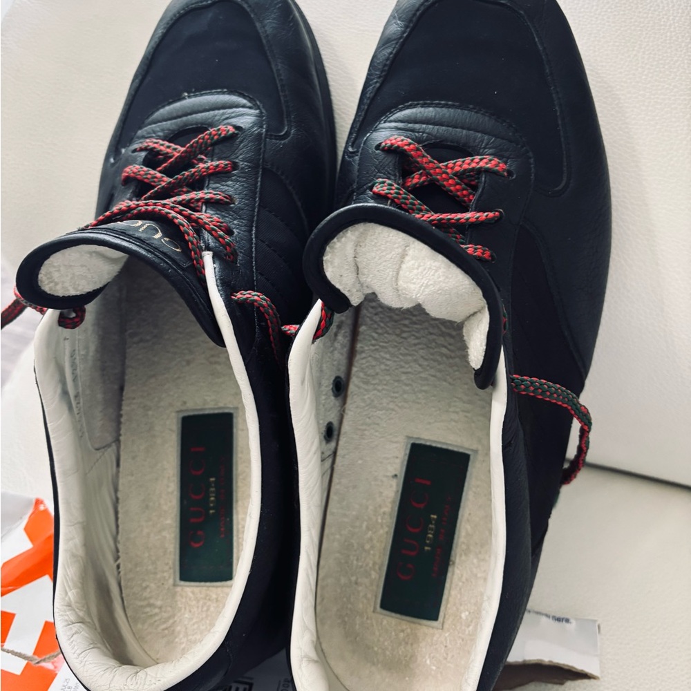 Gucci Men's Black Sneakers with Red Accents
